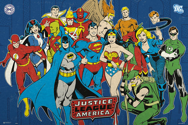 Justice League of America Classic 1970s-Era DC Comic Book Characters Poster - Grupo Erik