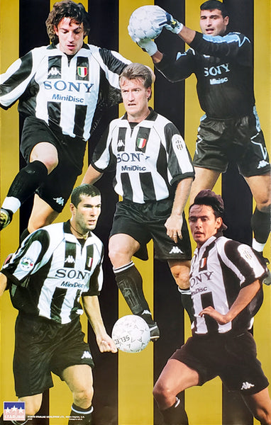 Juventus FC Superstars Poster (1998) - Zidane, Del Piero, Peruzzi, Inzaghi, Deschamps - Starline Inc.