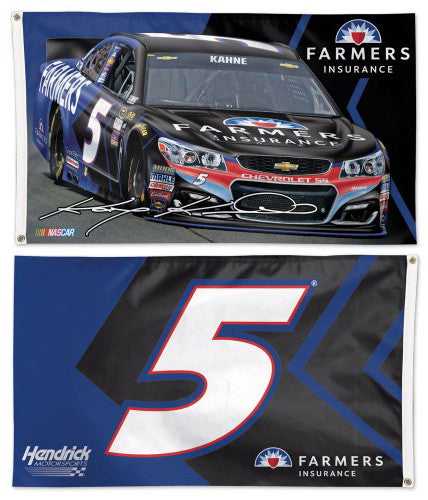 Kasey Kahne NASCAR #5 Farmers Chevrolet SS Huge 3' x 5' 2-Sided DELUXE Banner FLAG - Wincraft 2016
