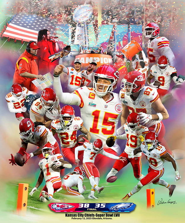 Kansas City Chiefs '2023 Glory' Super Bowl LVII Championship Premium Art  Collage Poster - Wishum Gregory