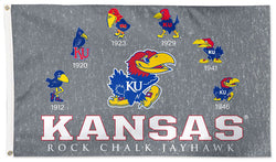 Kansas Jayhawks "Rock Chalk Jayhawk History" Official NCAA Deluxe 3'x5' Flag - Wincraft Inc.