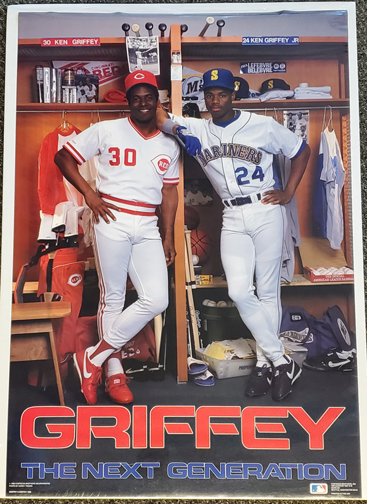 Ken Griffey Jr. and Sr. The Next Generation Seattle Mariners Cincinnati  Reds Poster - Costacos Brothers 1989