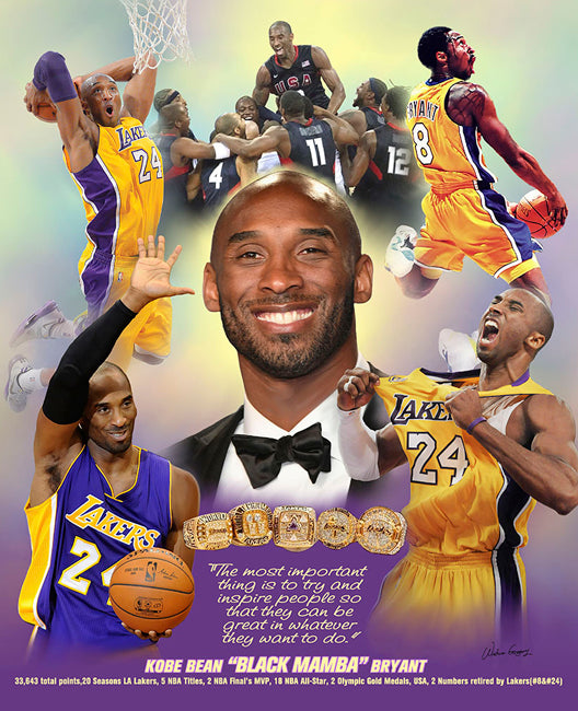 Kobe Bryant Jersey Black Mamba Los Angeles Lakers NBA Posters 