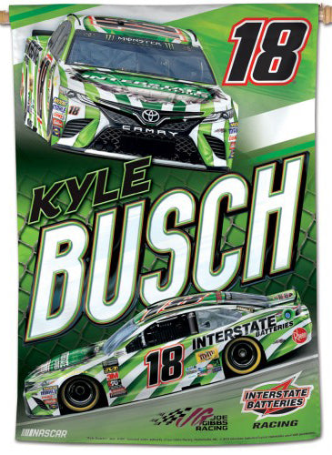 Kyle Busch NASCAR Interstate Batteries #18 Premium 28x40 WALL BANNER - Wincraft 2019