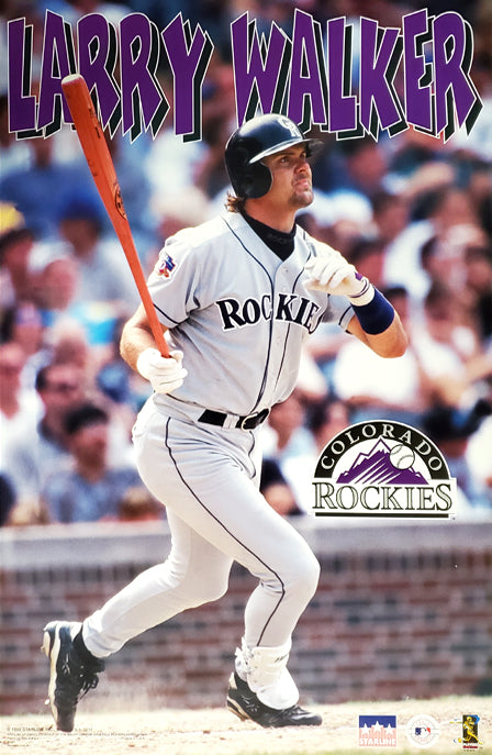 Larry Walker Slugger Colorado Rockies MLB Baseball Action Poster