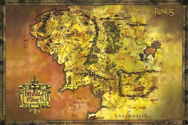 Map of Middle Earth Poster (from J.R.R. Tolkien's The Lord of the Rings) - GB Eye Inc.