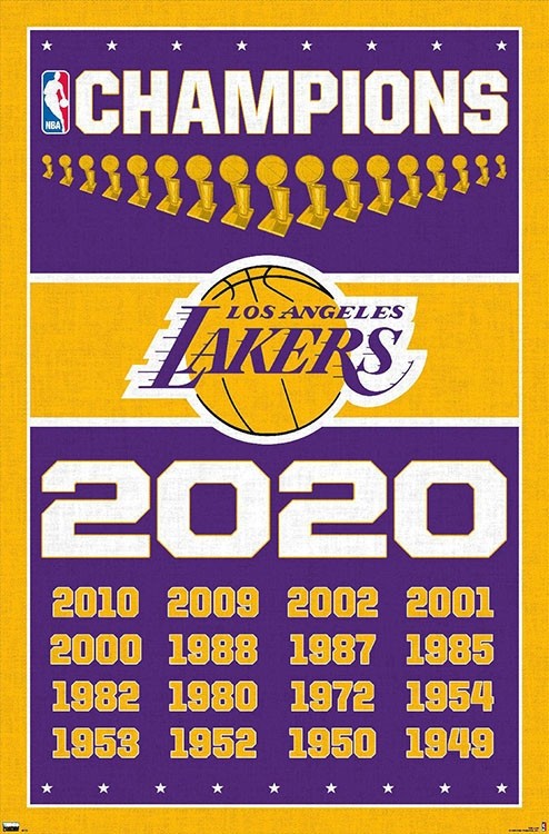 Trends International NBA Los Angeles Lakers - Champions 20 Wall Poster 22.375 inch x 34 inch Premium Unframed Version, Multicolor
