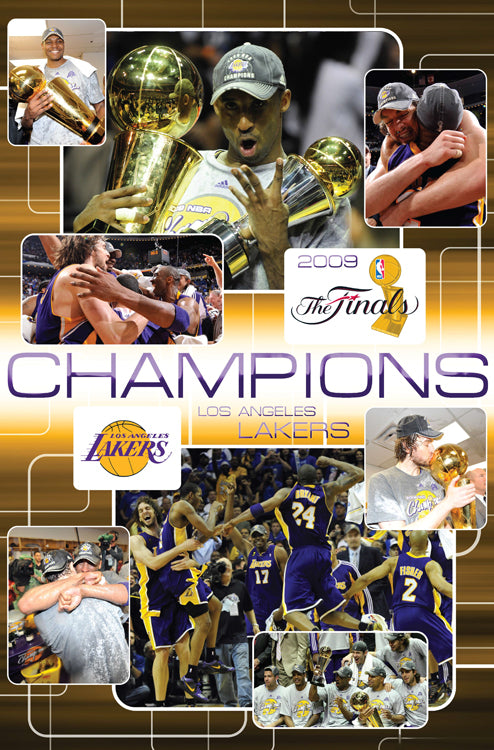 Los Angeles Lakers Lithograph print of Laker Championships with