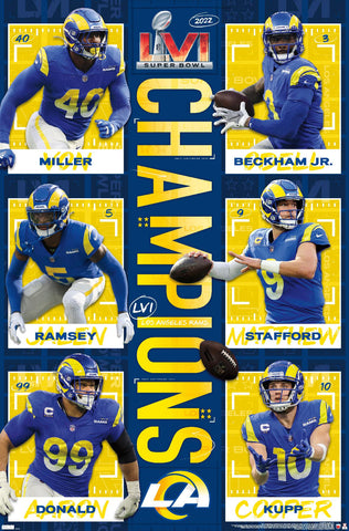 Los Angeles Rams Super Bowl LVI CHAMPIONS 6-Player Commemorative Poster - Costacos 2022