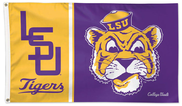 LSU TIGER EYE Garden FLAG NEW Two Sided APPLIQUE Mike Louisiana State  TIGERS
