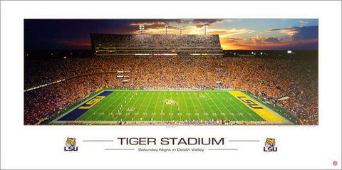 LSU Tigers Football "Tiger Stadium Saturday Night" Panoramic Poster - Rick Anderson