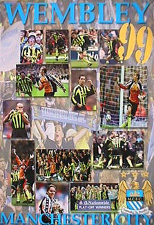 Manchester City "Wembley Victory 1999" EPL Football Soccer Wall Poster - U.K. 1999
