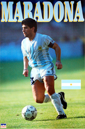 Diego Maradona Argentina Soccer Action Poster (World Cup 1990