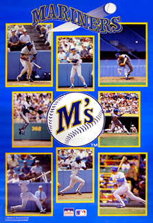 Seattle Mariners "Superstars" 8-Player MLB Action Poster (1988) - Starline Inc.