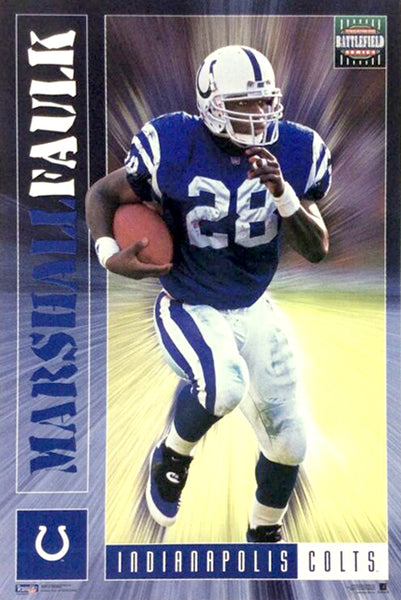 Marshall Faulk "Battlefield" Indianapolis Colts NFL Action Poster - Costacos 1995
