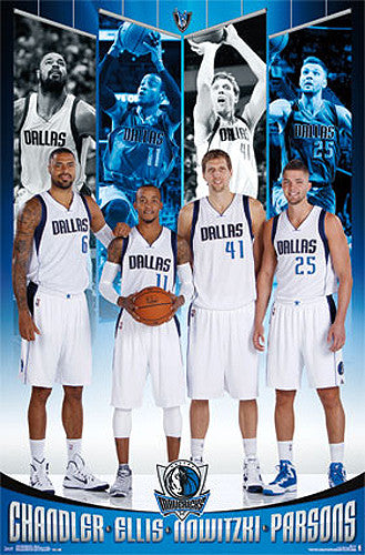 Dallas Mavericks "Big Four" Poster (Nowitzki, Chandler, Parsons, Ellis) - Costacos 2015