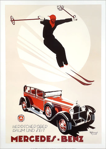 Classic Skiing "Ski Mercedes-Benz" (c.1930s) Poster Reprint - Editions Clouets