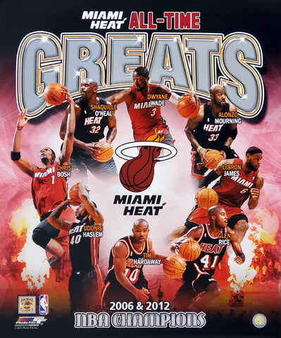 Miami Heat All-Time Greats (8 Legends, 2 NBA Championships) Premium Poster Print - Photofile Inc.
