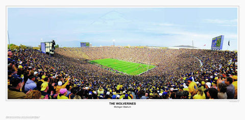 Michigan Wolverines Football "The Wolverines" Michigan Stadium Gameday Panoramic Poster Print - Sports Photos Inc.