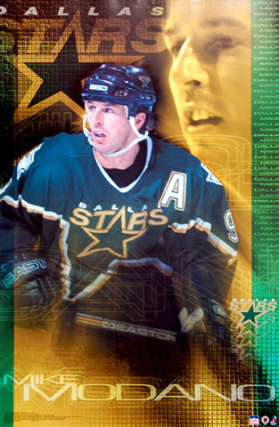 Mike Modano "Green-and-Gold" Dallas Stars NHL Superstar Action Poster - Starline 2001