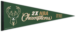 Milwaukee Bucks 2X NBA Champions Official Premium Felt Commemorative Pennant - Wincraft Inc.