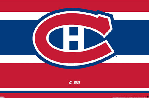 Montreal Canadiens "Est. 1909" Official NHL Hockey Team Logo Poster - Costacos Sports