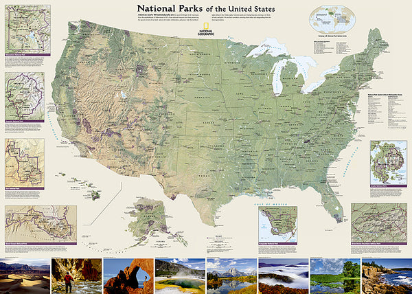 National Parks of the United States National Geographic 30x42 Wall Map Poster - NG Maps