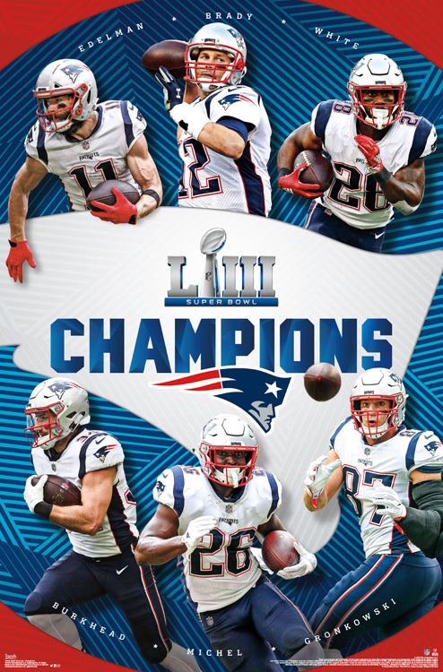 New England Patriots 2017 Super Bowl Champions Panoramic Art Print