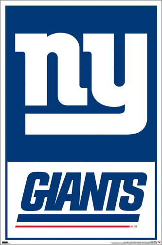 New York Giants Official NFL Football Team Logo and Script Poster - Costacos Sports
