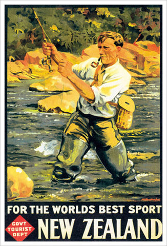 New Zealand "Fly Fishing Classic" (1936) Vintage Poster Reprint - Eurographics