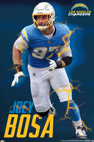 Joey Bosa "Electric" Los Angeles Chargers Official NFL Football Action Poster - Costacos 2021