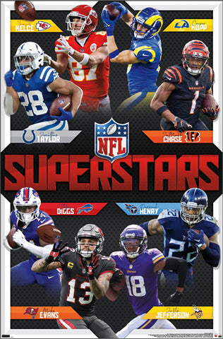 NFL Playmakers "Superstars" Poster (Kupp, Chase, Henry, Jefferson, Kelce,++) - Costacos Sports 2022