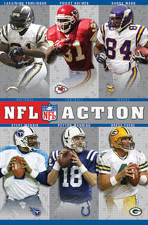 NFL Superstars "NFL Action" Poster (Tomlinson, Moss, Holmes, McNair, Manning, Favre) - Costacos 2004