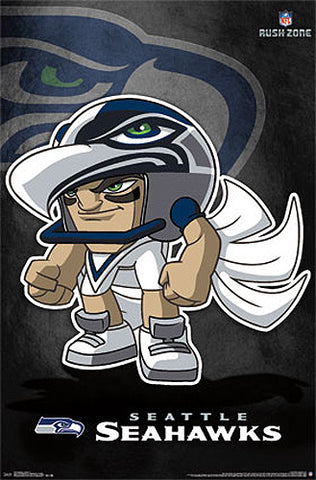 Seattle Seahawks "Rusher" (NFL Rush Zone Character) Official Poster - Costacos Sports