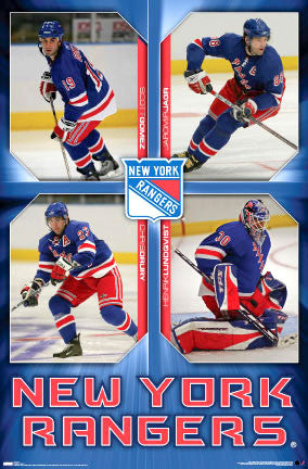 New York Rangers "Four Stars" Poster (Jagr, Lundqvist, Gomez, Drury) - Costacos 2007