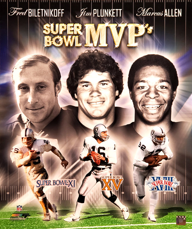 Oakland Raiders Super Bowl MVPs Commemorative Premium Poster Print