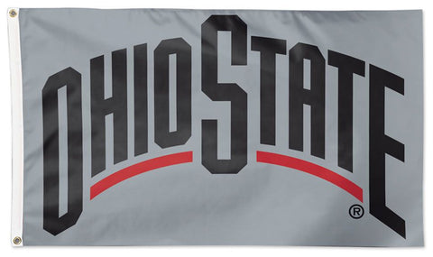 Ohio State Buckeyes "Wordmark-on-Gray" Official NCAA Deluxe-Edition 3'x5' Flag - Wincraft Inc.