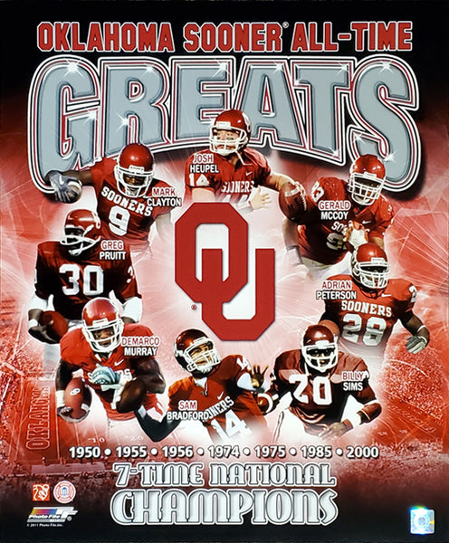 Oklahoma Sooners "All-Time Greats" (8 Legends, 7 Championships) Premium Poster Print - Photofile