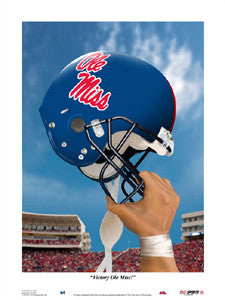 Ole Miss Rebels Football "Victory" Football Art Poster Print - USA Sports Inc.