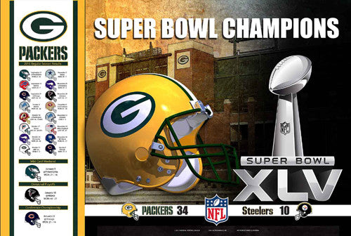 Green Bay Packers Super Bowl Champions XLV Commemorative Poster - Action Images 2011