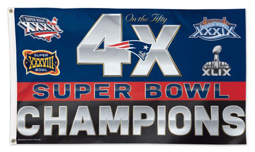 New England Patriots 4-Time Super Bowl Champions Historical Giant 3'x5' FLAG - Wincraft