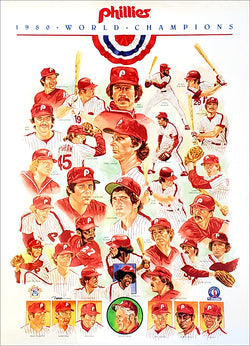 Philadelphia Phillies 1980 World Series Champions Commemorative Team Poster - Equitable Old-Timers Series 1990
