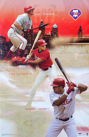 Philadelphia Phillies "Sluggers" Poster (Jim Thome, Bobby Abreu, Pat Burrell) - Starline 2003