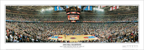 Detroit Pistons 2004 NBA Champions Finals Game Night Panoramic Poster Print - Everlasting Images