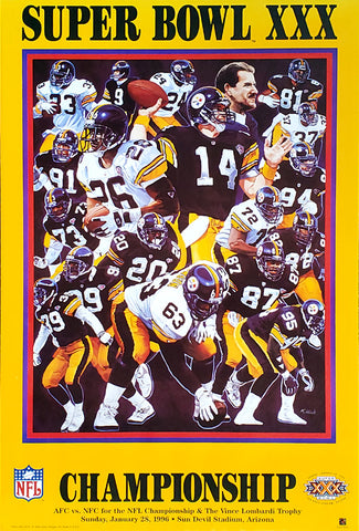 Pittsburgh Steelers "Super Season XXX" AFC Champions NFL Football Poster - Action Images 1996