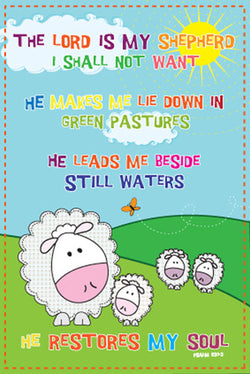 Psalm 23 "Mellow Sheep" Biblical Inspirational Poster - Slingshot Publishing