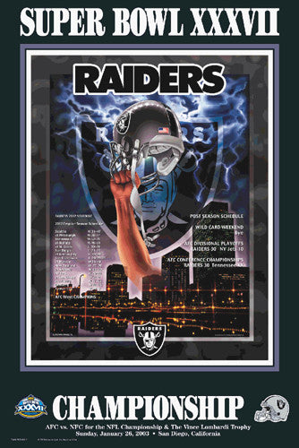 Oakland Raiders "Super Season 2002" Super Bowl XXXVII Poster - Action Images