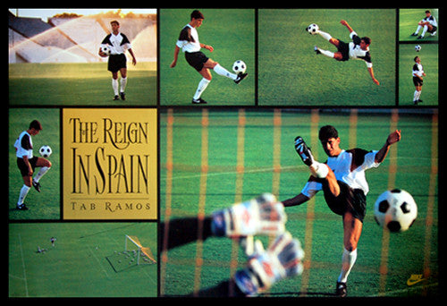 Tab Ramos "The Reign in Spain" (1993) Vintage Soccer Poster - Nike Inc.