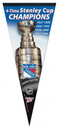 NY Rangers 4-Time Stanley Cup Champions EXTRA-LARGE Premium Pennant