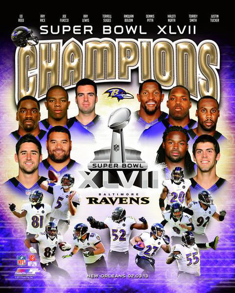 Baltimore Ravens Super Bowl XLVII Champions 10-Player Commemorative Premium Poster Print - Photofile Inc.